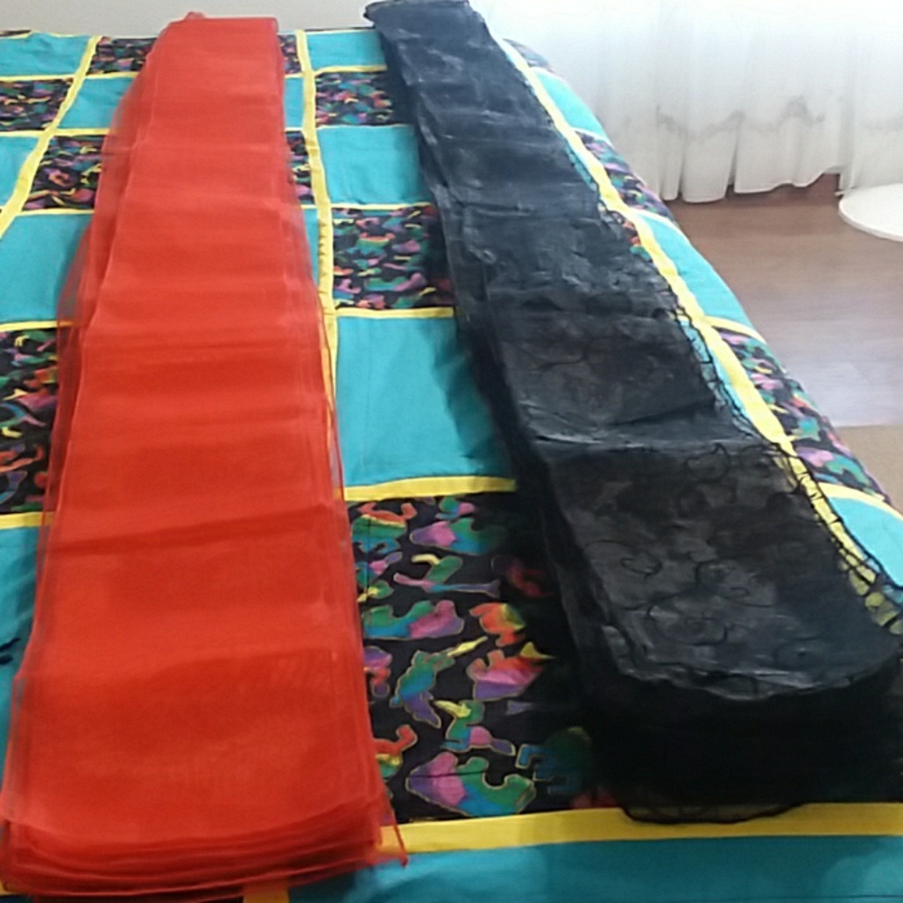 Red sheer sahes black velvety sheer sashes